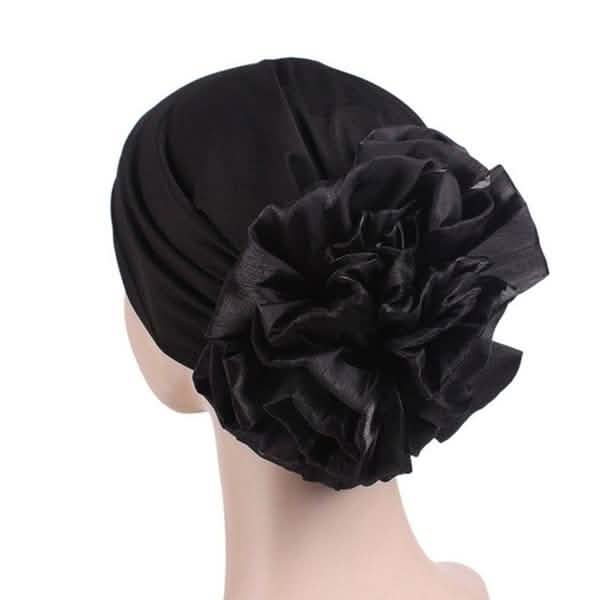 Women's Milk Silk Flower Turban Black Hats - Tophatter Daily Deals