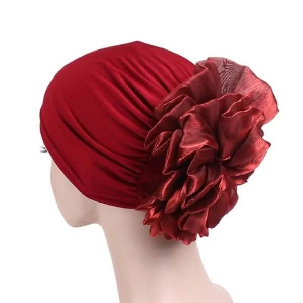 Women's Milk Silk Flower Turban Burgundy Hats - Tophatter Daily Deals