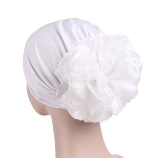 Women's Milk Silk Flower Turban White Hats - Tophatter Daily Deals