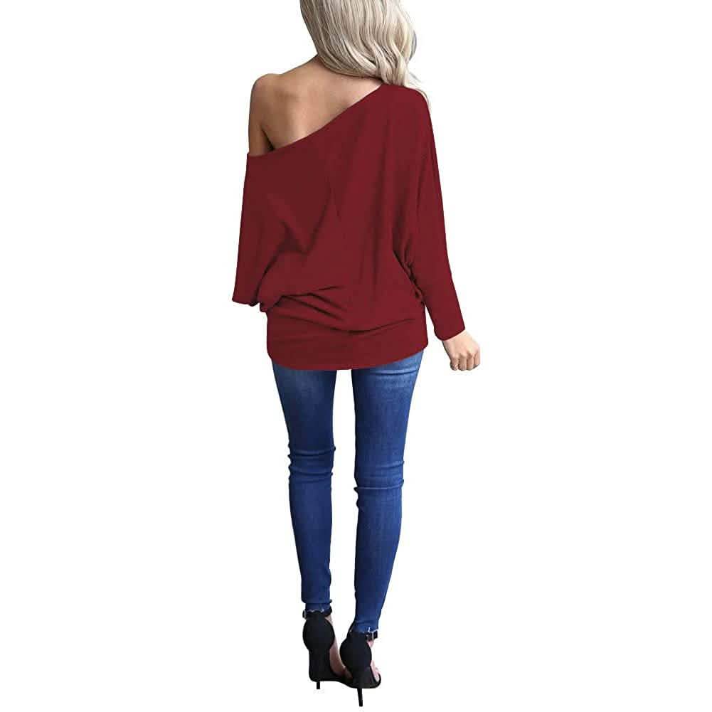 Women's Off-Shoulder Long-Sleeved Top Women's Tops - Tophatter Daily Deals