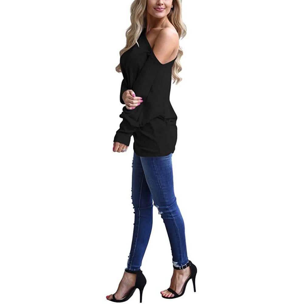 Women's Off-Shoulder Long-Sleeved Top Women's Tops - Tophatter Daily Deals