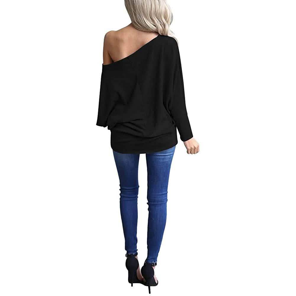 Women's Off-Shoulder Long-Sleeved Top Women's Tops - Tophatter Daily Deals