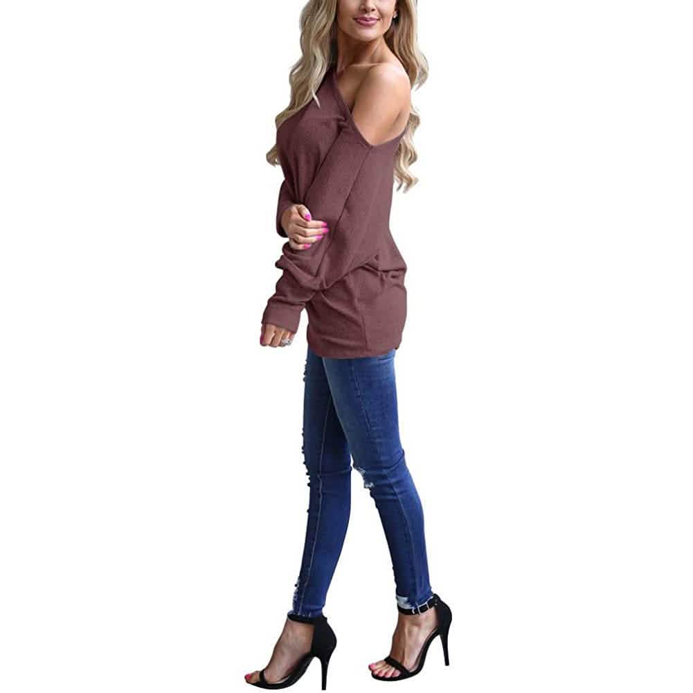 Women's Off-Shoulder Long-Sleeved Top Women's Tops - Tophatter Daily Deals