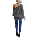 Women's Off-Shoulder Long-Sleeved Top Women's Tops - Tophatter Daily Deals