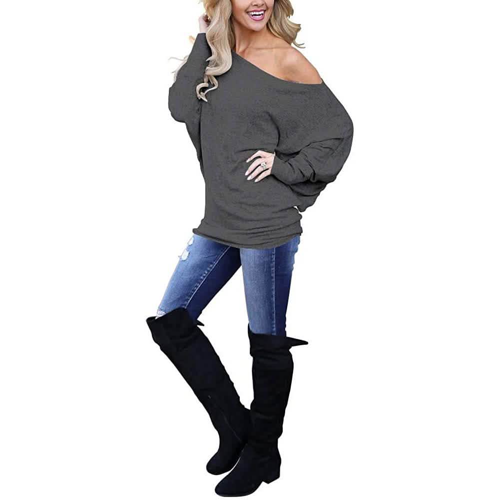 Women's Off-Shoulder Long-Sleeved Top Women's Tops - Tophatter Daily Deals