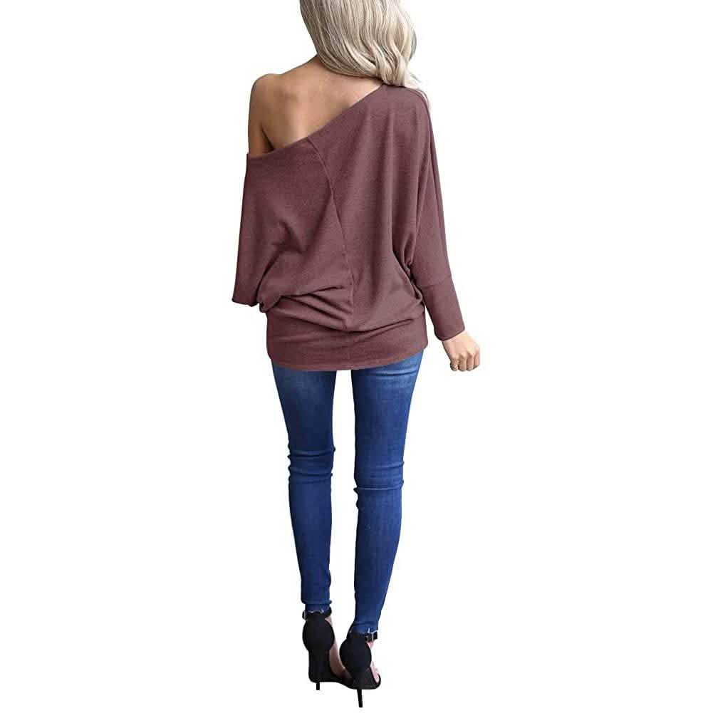 Women's Off-Shoulder Long-Sleeved Top Women's Tops - Tophatter Daily Deals