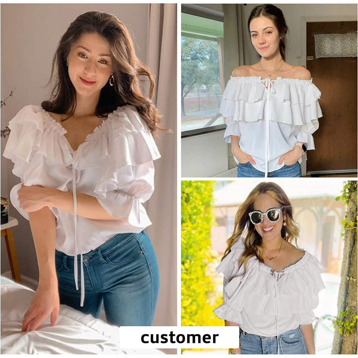 Women's Off Shoulder Ruffle Long Sleeve Shirt Casual Layered Top Women's Tops - Tophatter Daily Deals