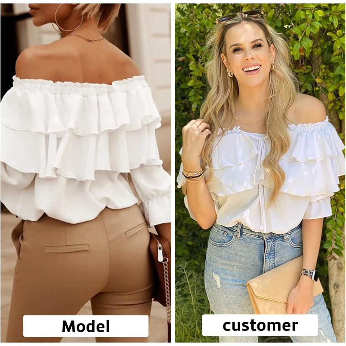 Women's Off Shoulder Ruffle Long Sleeve Shirt Casual Layered Top Women's Tops - Tophatter Daily Deals