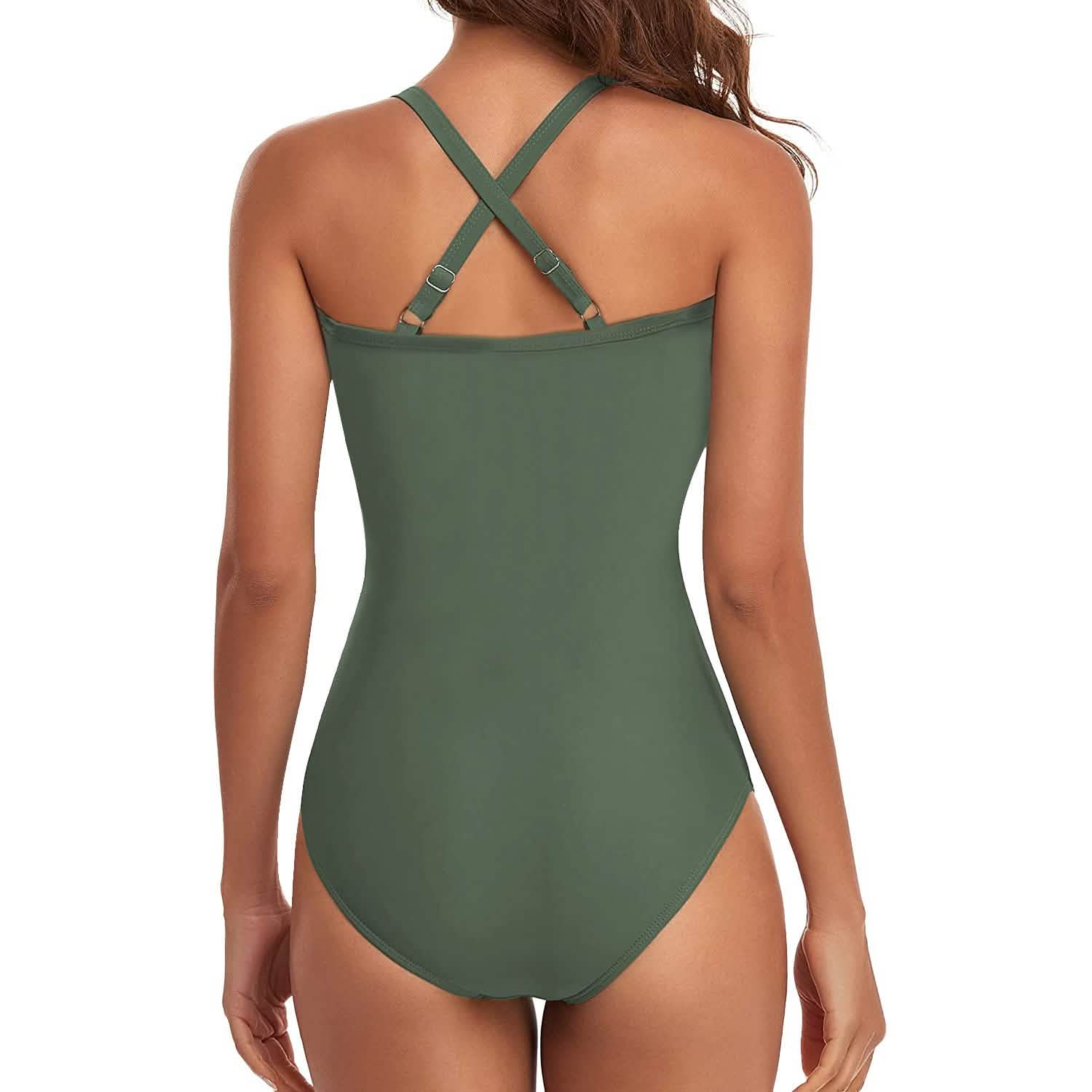 Women's One Piece High Waist Swimwear Tummy Control Cutout Women's Swimwear - Tophatter Daily Deals