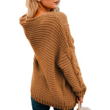 Womens Open Front Long Sleeve Chunky Knit Cardigan Sweaters Loose Outwear Coat Women's Outerwear - Tophatter Daily Deals