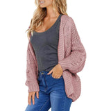 Womens Open Front Long Sleeve Chunky Knit Cardigan Sweaters Loose Outwear Coat Women's Outerwear - Tophatter Daily Deals