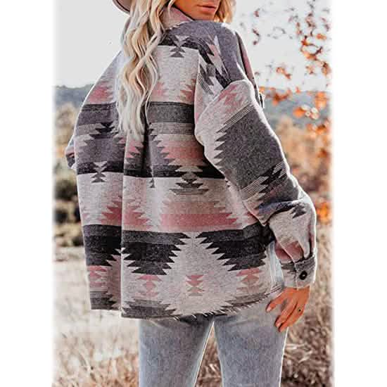 Women's Plaid Long Sleeve Button Down Collar Coat Women's Outerwear - Tophatter Daily Deals