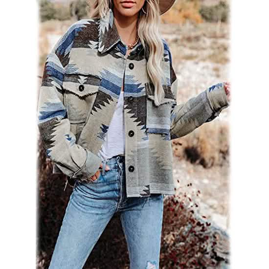 Women's Plaid Long Sleeve Button Down Collar Coat Women's Outerwear - Tophatter Daily Deals