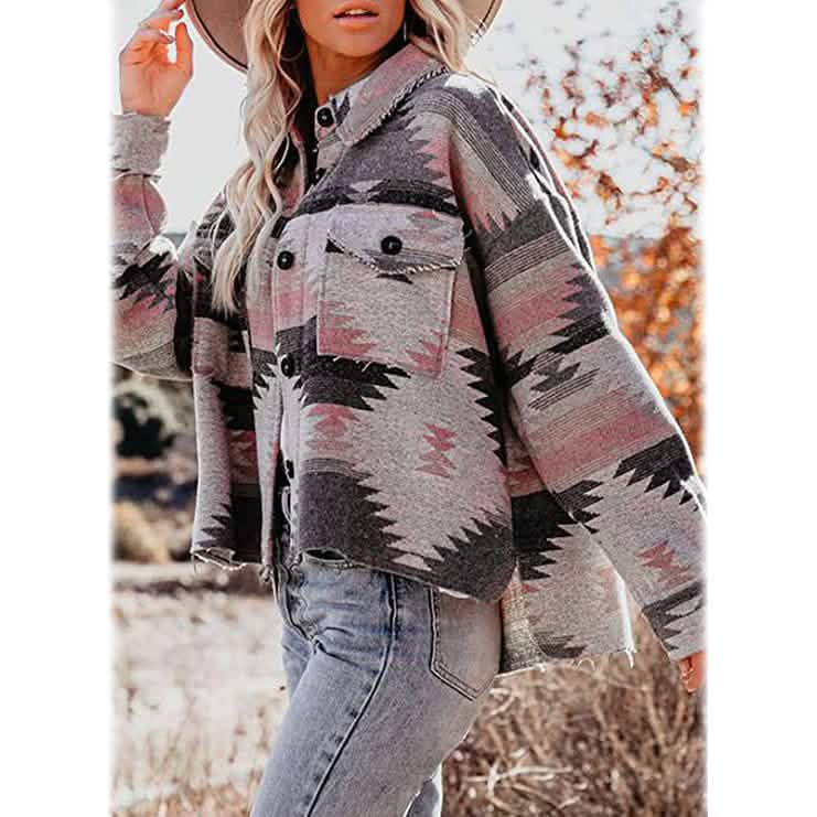 Women's Plaid Long Sleeve Button Down Collar Coat Women's Outerwear - Tophatter Daily Deals