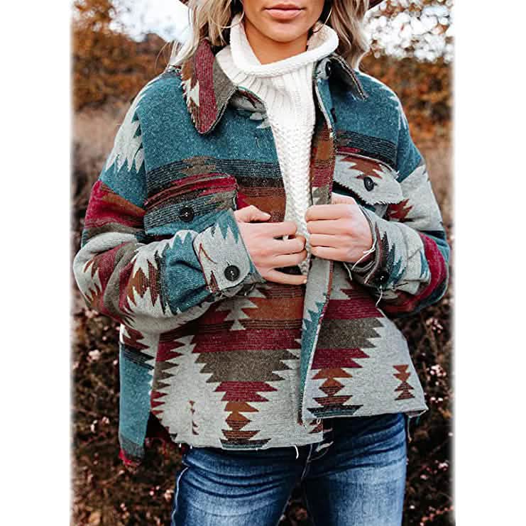 Women's Plaid Long Sleeve Button Down Collar Coat Multicolor Women's Outerwear - Tophatter Daily Deals