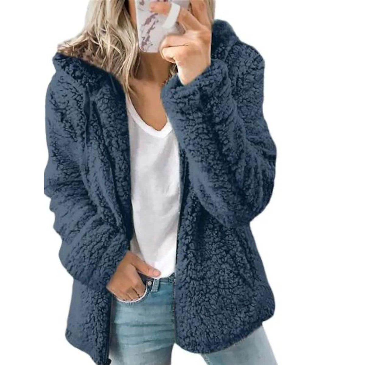 Women's Plus Size Hoodie Coat Long Sleeve Blue Women's Outerwear - Tophatter Daily Deals