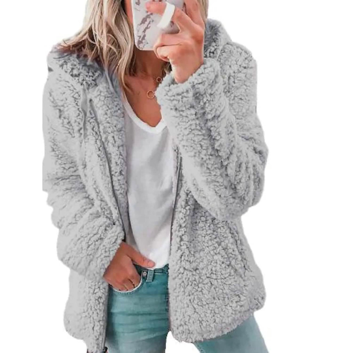 Women's Plus Size Hoodie Coat Long Sleeve Light Gray Women's Outerwear - Tophatter Daily Deals