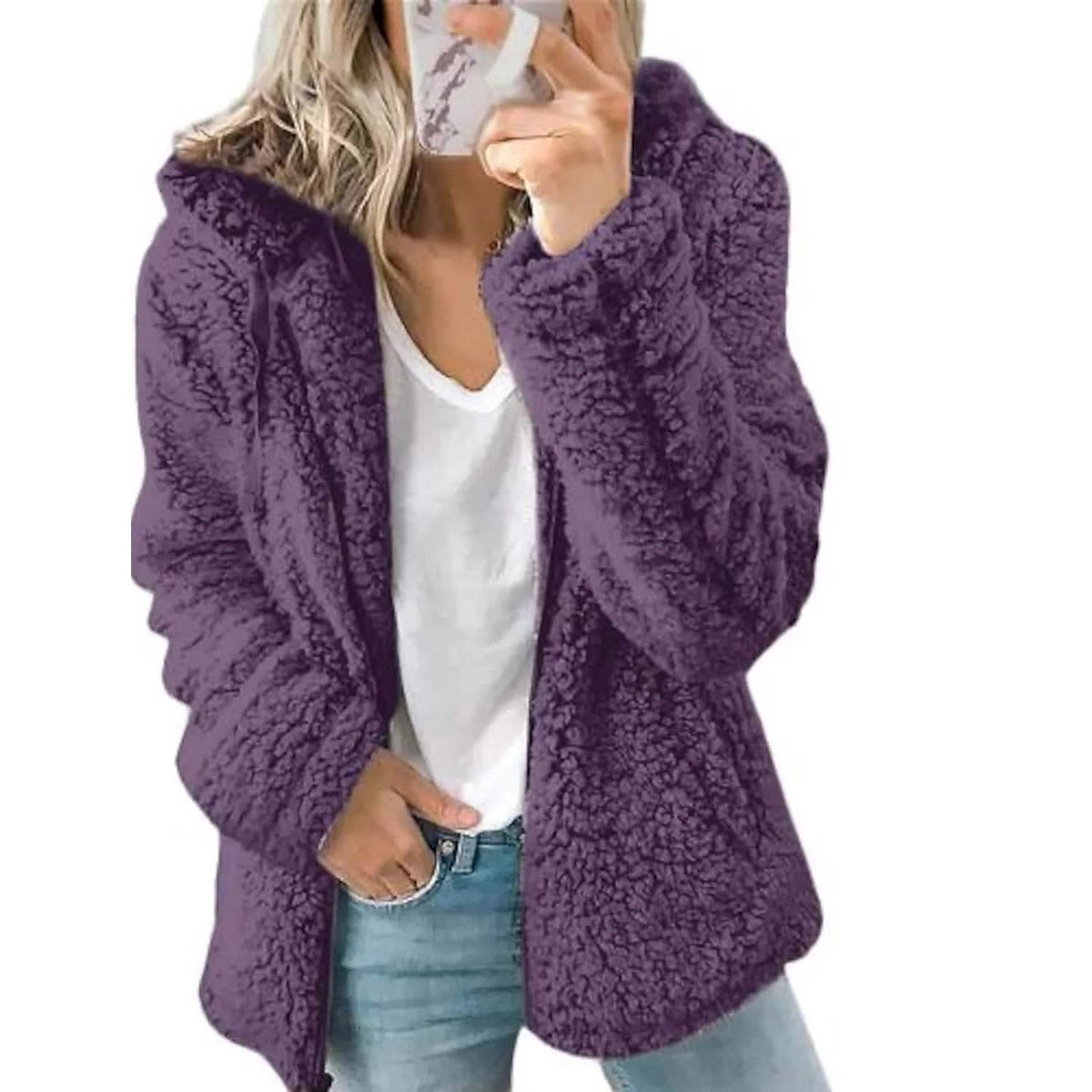 Women's Plus Size Hoodie Coat Long Sleeve Purple Women's Outerwear - Tophatter Daily Deals