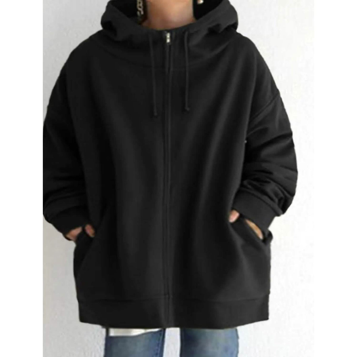 Women's Plus Size Jacket Zipper Pocket Solid Formal Long Sleeve Black Women's Outerwear - Tophatter Daily Deals
