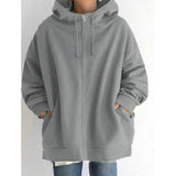 Women's Plus Size Jacket Zipper Pocket Solid Formal Long Sleeve Gray Women's Outerwear - Tophatter Daily Deals