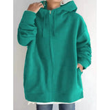 Women's Plus Size Jacket Zipper Pocket Solid Formal Long Sleeve Green Women's Outerwear - Tophatter Daily Deals