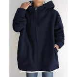 Women's Plus Size Jacket Zipper Pocket Solid Formal Long Sleeve Navy Women's Outerwear - Tophatter Daily Deals