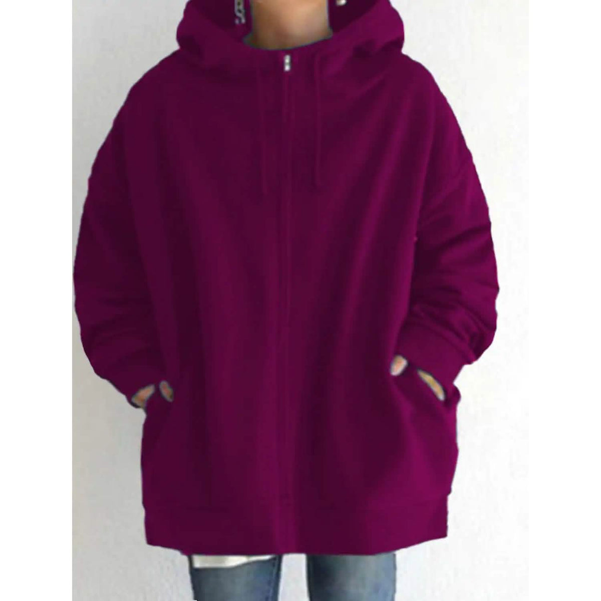 Women's Plus Size Jacket Zipper Pocket Solid Formal Long Sleeve Rose Red Women's Outerwear - Tophatter Daily Deals