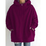 Women's Plus Size Jacket Zipper Pocket Solid Formal Long Sleeve Rose Red Women's Outerwear - Tophatter Daily Deals