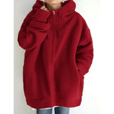 Women's Plus Size Jacket Zipper Pocket Solid Formal Long Sleeve Wine Red Women's Outerwear - Tophatter Daily Deals