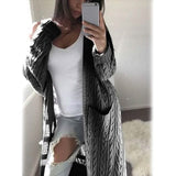 Women's Pocket Knitted Cardigan Sweater Dark Gray Women's Outerwear - Tophatter Daily Deals