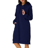 Womens Pullover Hoodie Dress Navy Women's Dresses - Tophatter Daily Deals