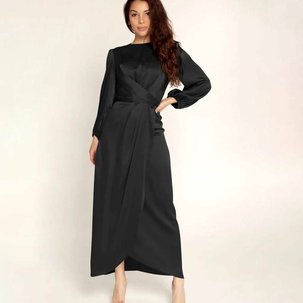 Women's Satin Swing Maxi Dress Black Women's Dresses - Tophatter Daily Deals