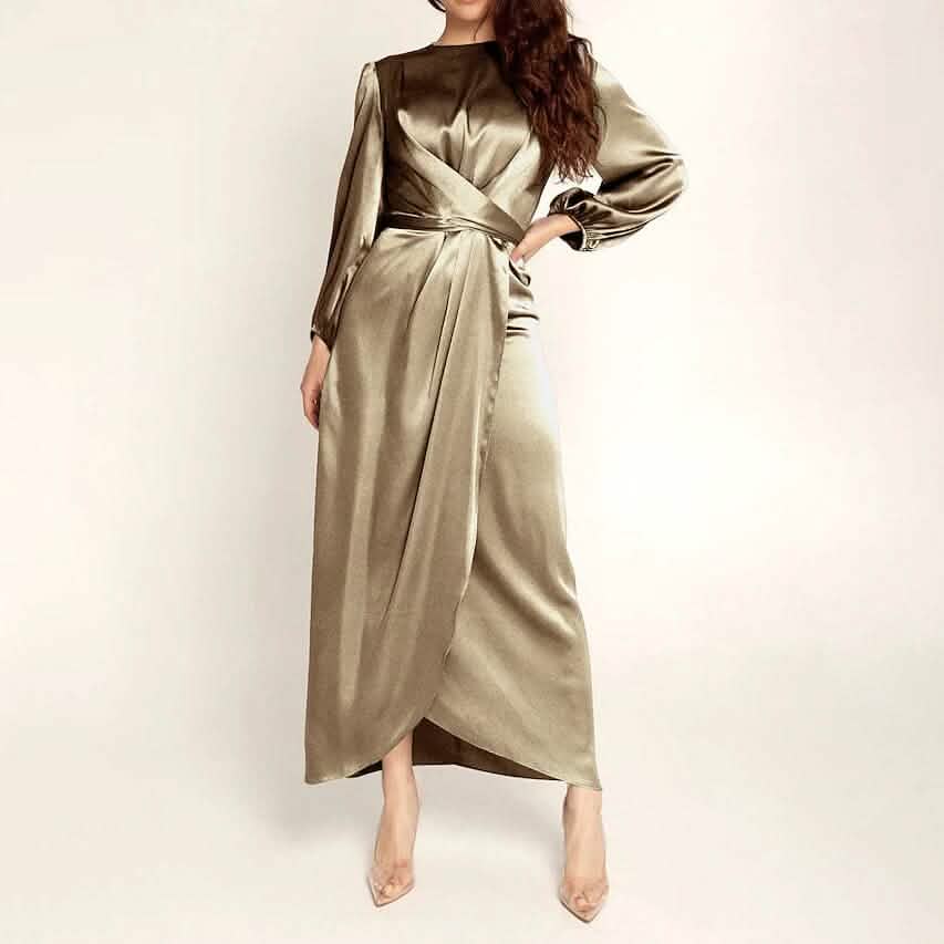 Women's Satin Swing Maxi Dress Brown Women's Dresses - Tophatter Daily Deals