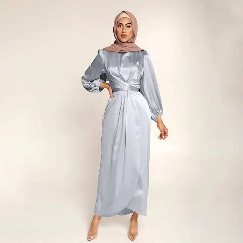 Women's Satin Swing Maxi Dress Gray Women's Dresses - Tophatter Daily Deals