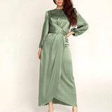 Women's Satin Swing Maxi Dress Green Women's Dresses - Tophatter Daily Deals