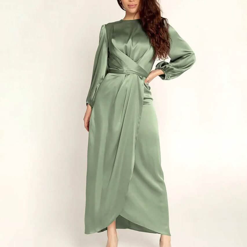 Women's Satin Swing Maxi Dress Green Women's Dresses - Tophatter Daily Deals