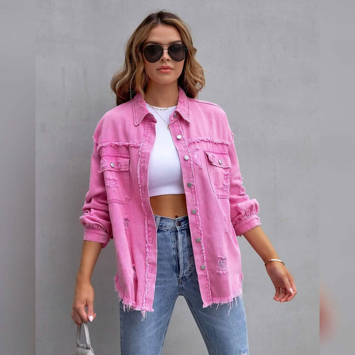 Women's Shacket Long Sleeve Denim Women's Outerwear - Tophatter Daily Deals