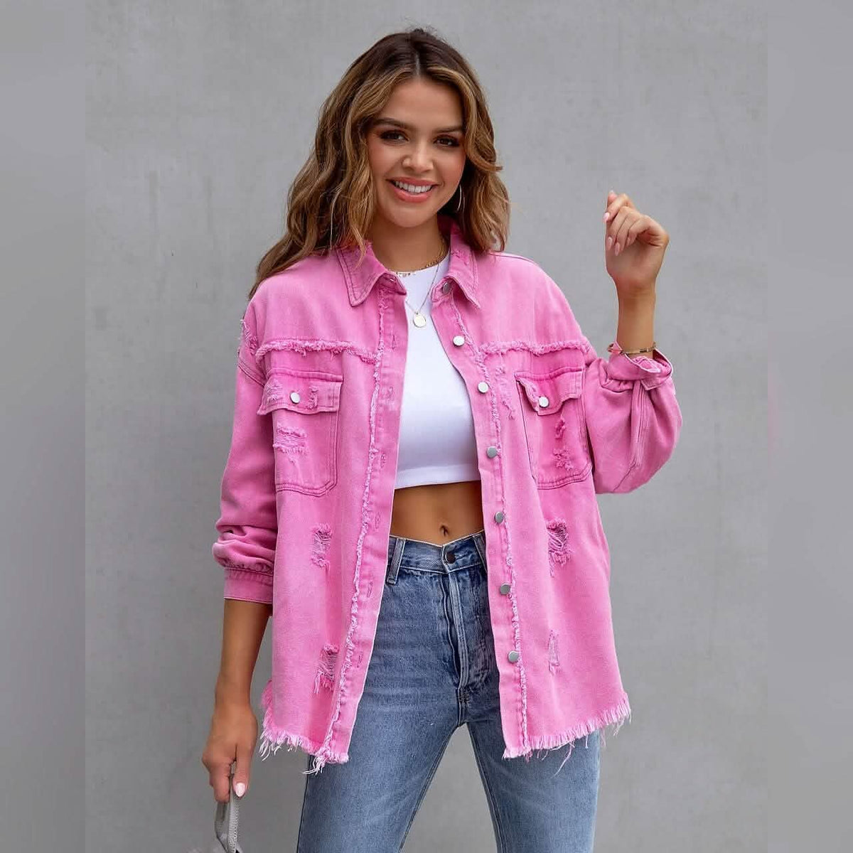 Women's Shacket Long Sleeve Denim Women's Outerwear - Tophatter Daily Deals