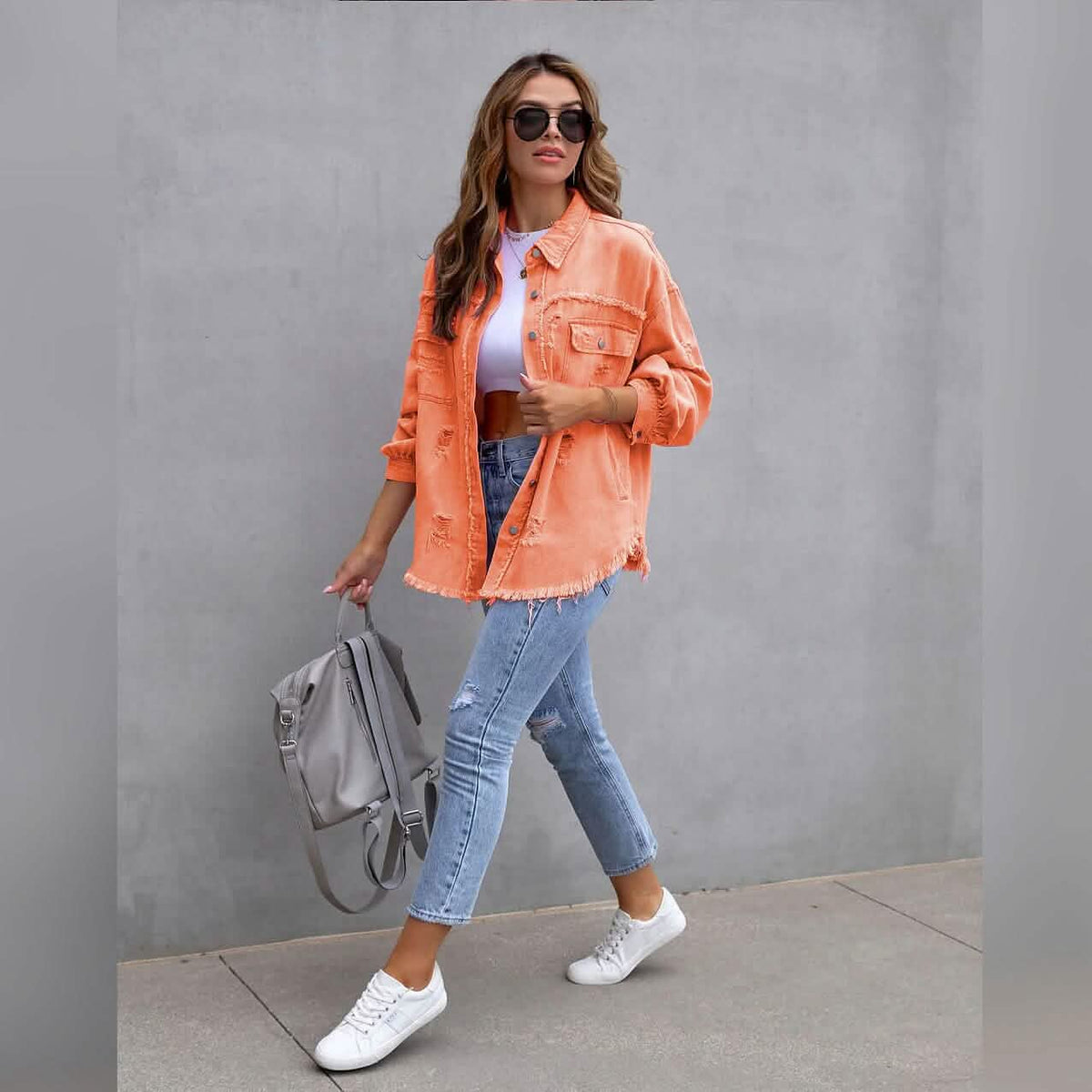 Women's Shacket Long Sleeve Denim Women's Outerwear - Tophatter Daily Deals