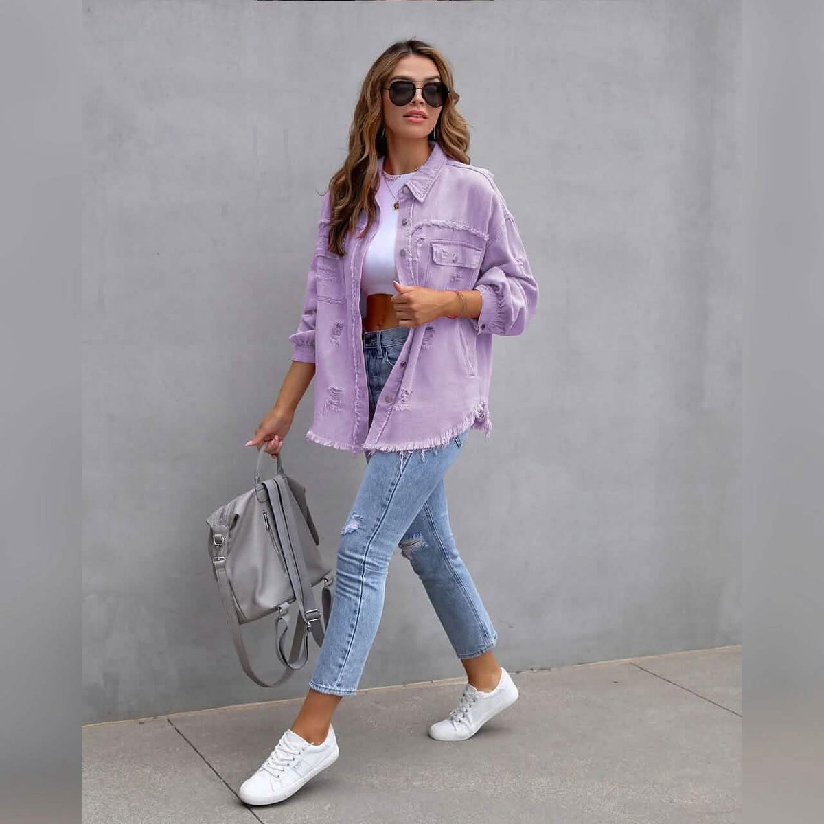 Women's Shacket Long Sleeve Denim Women's Outerwear - Tophatter Daily Deals