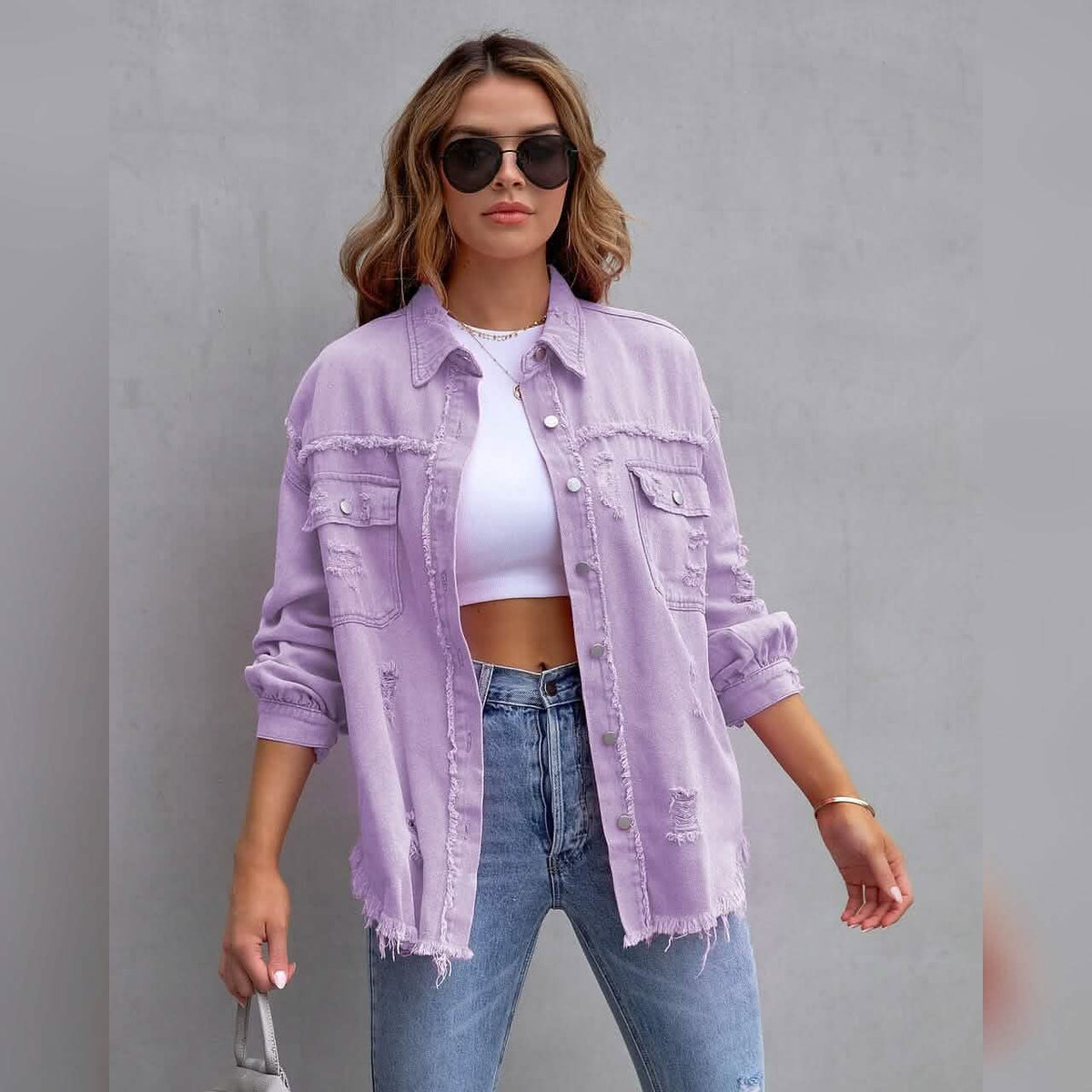 Women's Shacket Long Sleeve Denim Women's Outerwear - Tophatter Daily Deals