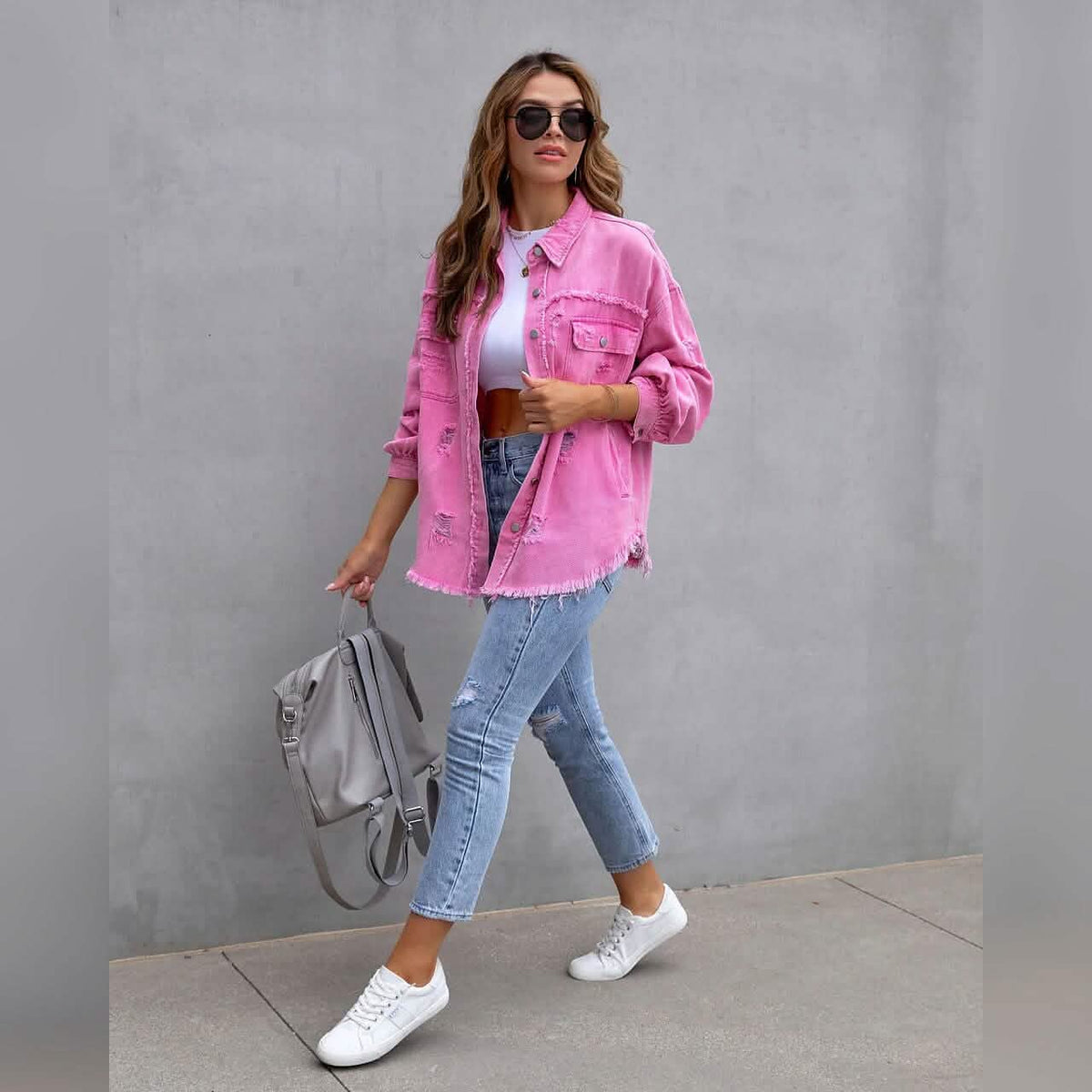Women's Shacket Long Sleeve Denim Women's Outerwear - Tophatter Daily Deals