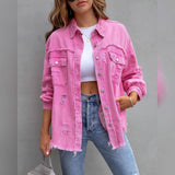 Women's Shacket Long Sleeve Denim Pink Women's Outerwear - Tophatter Daily Deals