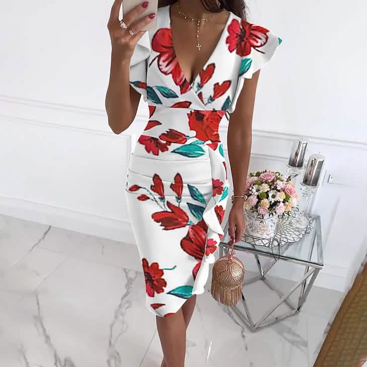 Women's Sheath Knee Length Dress Safflower on White Women's Dresses - Tophatter Daily Deals