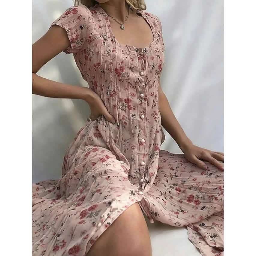 Women's Shift Short Sleeve Floral Print Dress Pink Women's Dresses - Tophatter Daily Deals