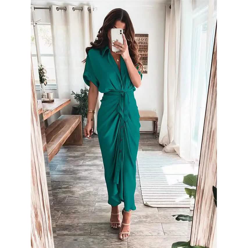 Women's Shirt Maxi Long Dress Army Green Women's Dresses - Tophatter Daily Deals