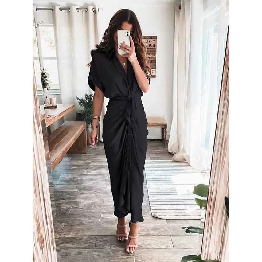 Women's Shirt Maxi Long Dress Black Women's Dresses - Tophatter Daily Deals