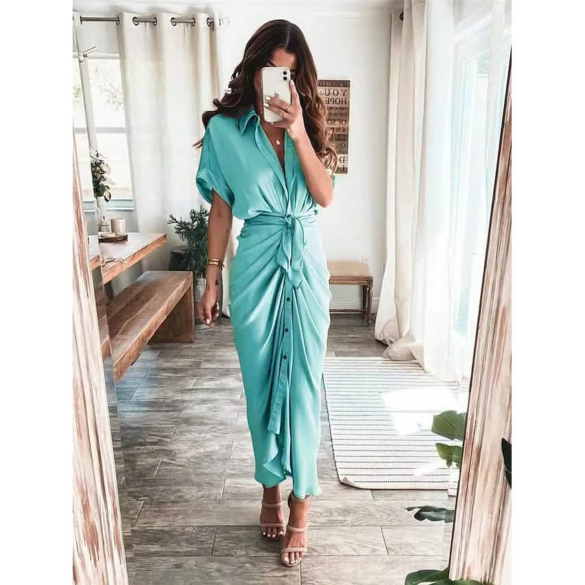 Women's Shirt Maxi Long Dress Green Women's Dresses - Tophatter Daily Deals