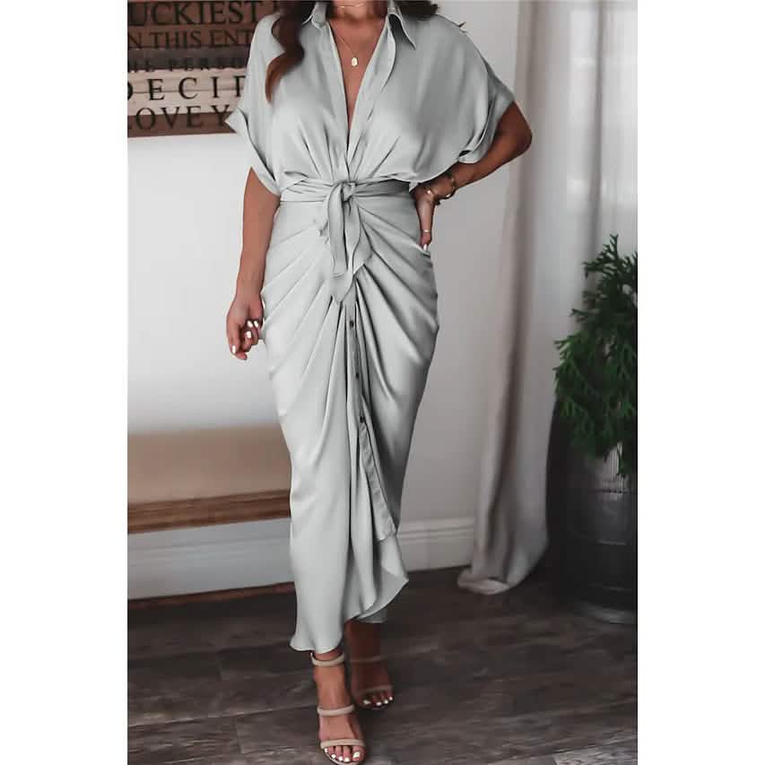 Women's Shirt Maxi Long Dress Light Gray Women's Dresses - Tophatter Daily Deals