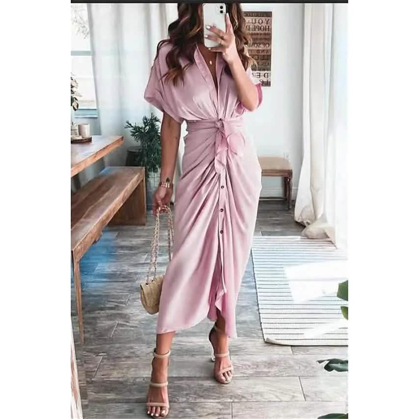 Women's Shirt Maxi Long Dress Pink Women's Dresses - Tophatter Daily Deals